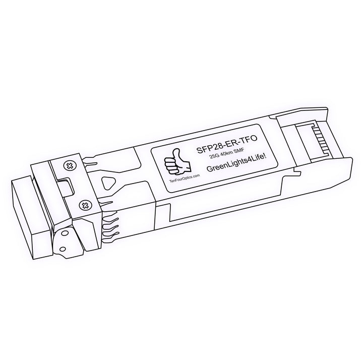25G SFP28 ER optical transceiver line drawing — TenFourOptics