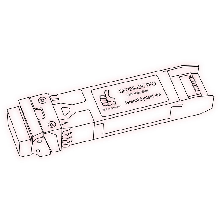 25G SFP28 ER optical transceiver line drawing — TenFourOptics