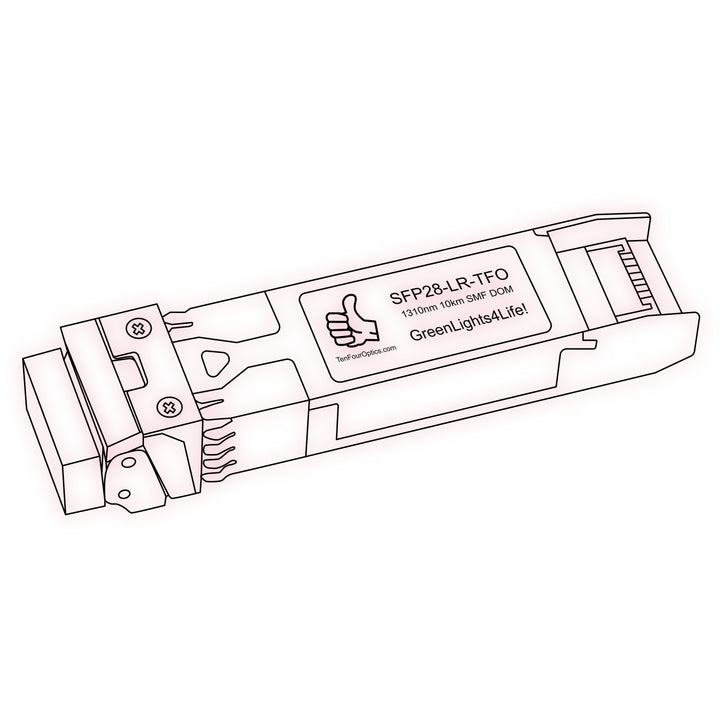 25G SFP28 LR optical transceiver line drawing — TenFourOptics