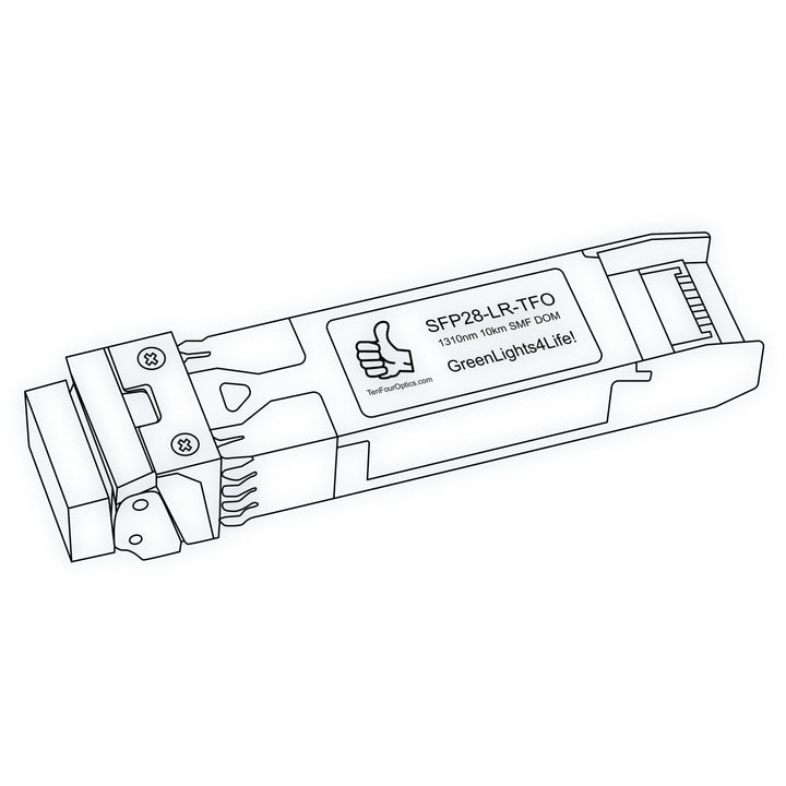 25G SFP28 LR optical transceiver line drawing — TenFourOptics