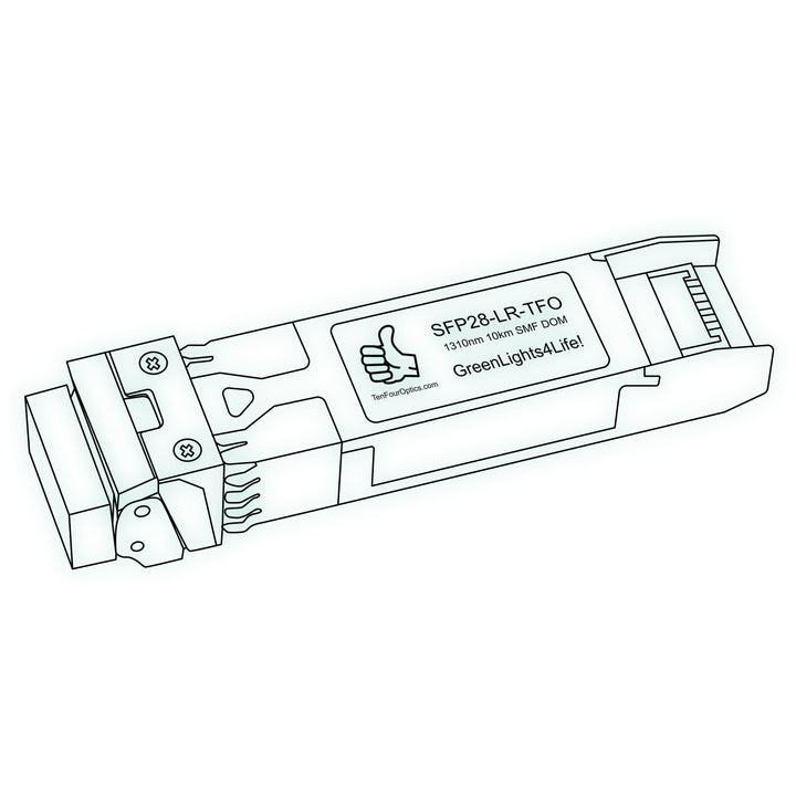 25G SFP28 LR optical transceiver line drawing — TenFourOptics