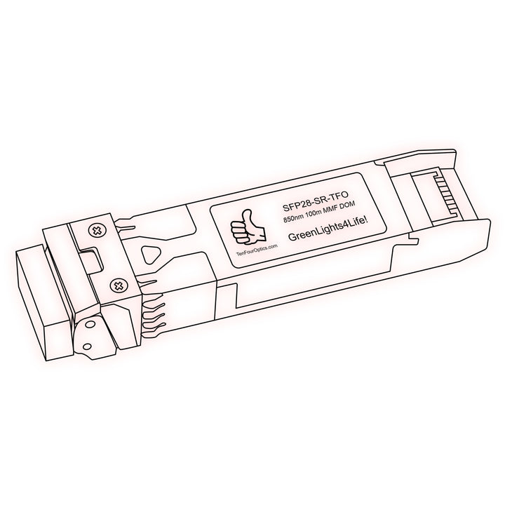 25G SFP28 SR optical transceiver line drawing — TenFourOptics