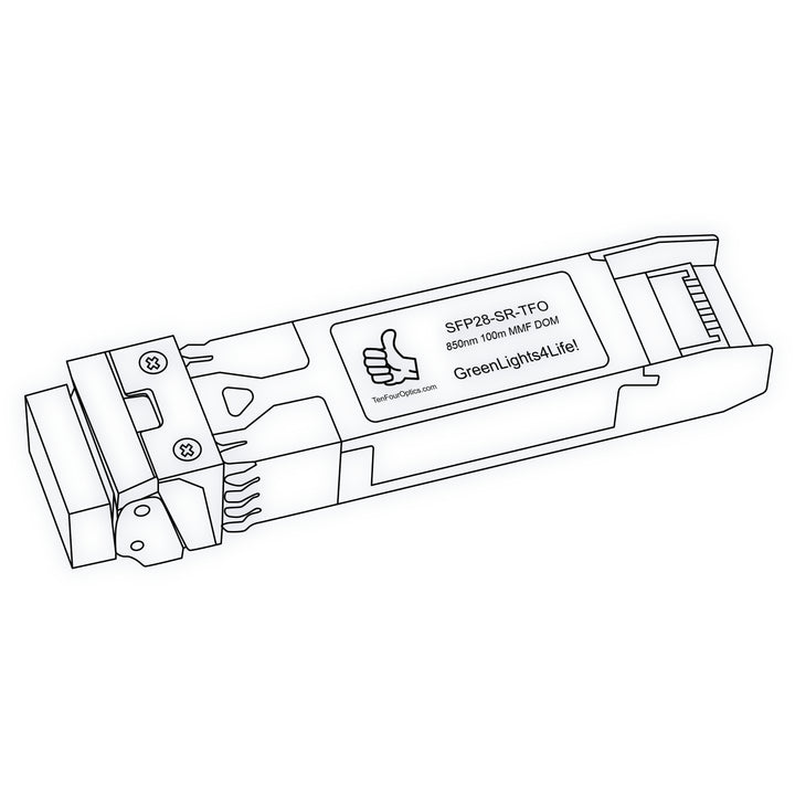 25G SFP28 SR optical transceiver line drawing — TenFourOptics