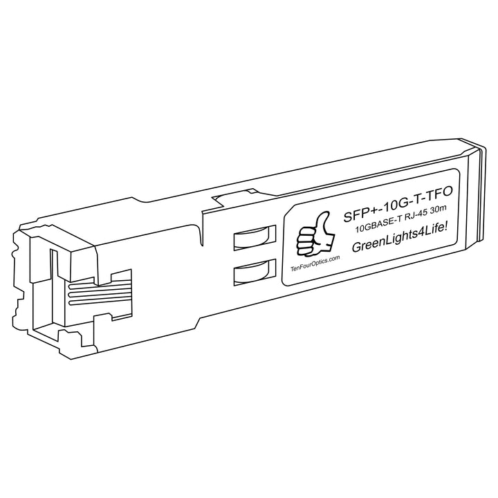 10G SFP+ T optical transceiver line drawing — TenFourOptics