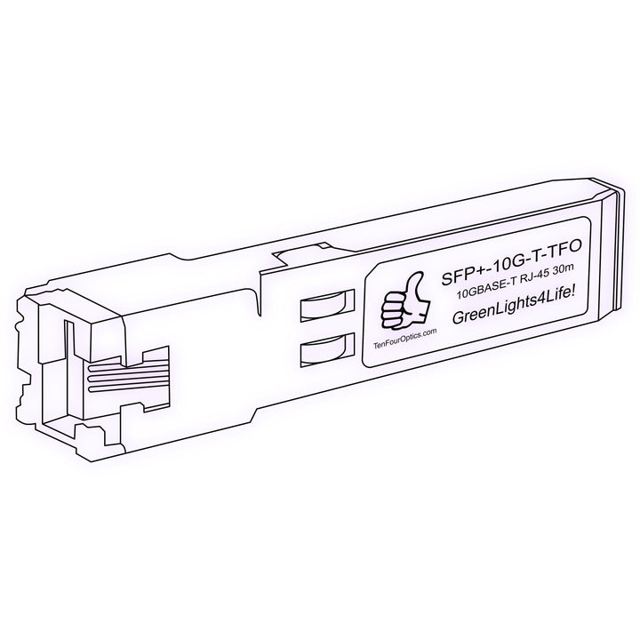 10G SFP+ T optical transceiver line drawing — TenFourOptics