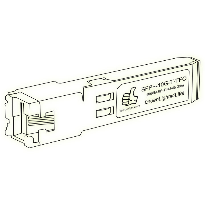 10G SFP+ T optical transceiver line drawing — TenFourOptics
