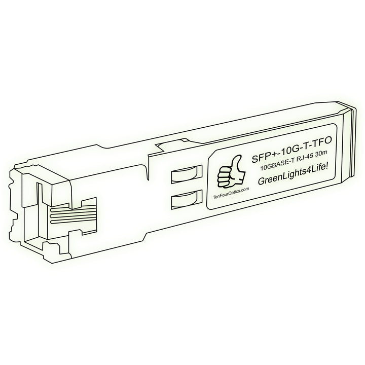 10G SFP+ T optical transceiver line drawing — TenFourOptics