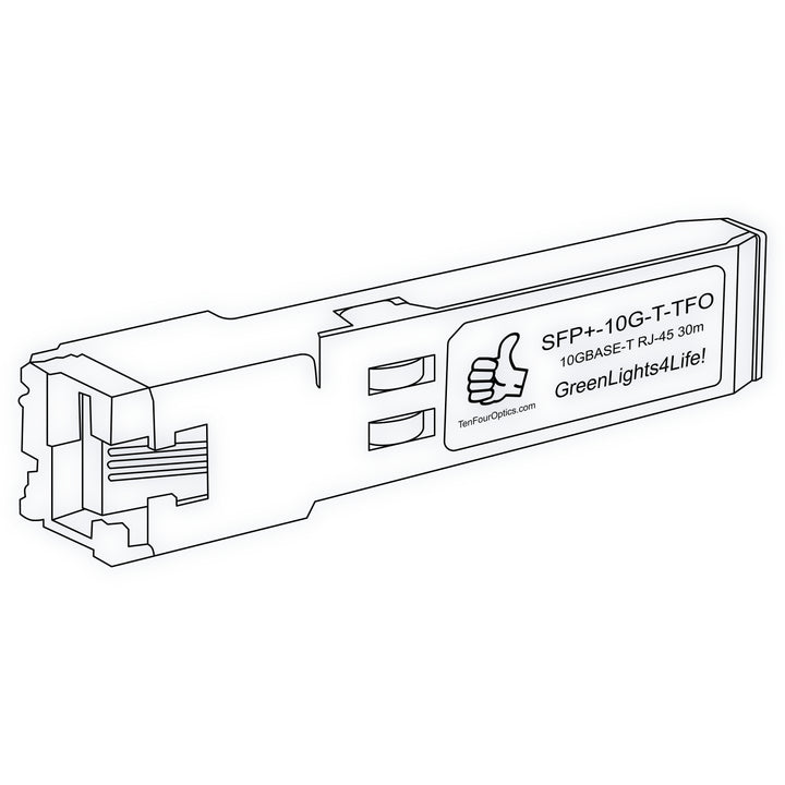 10G SFP+ T optical transceiver line drawing — TenFourOptics