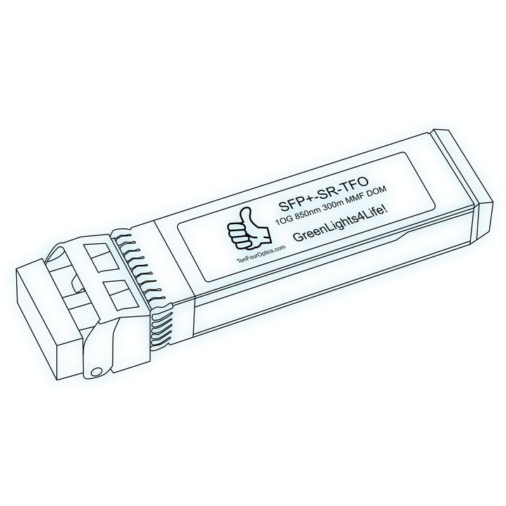 10G SFP+ SR optical transceiver line drawing — TenFourOptics