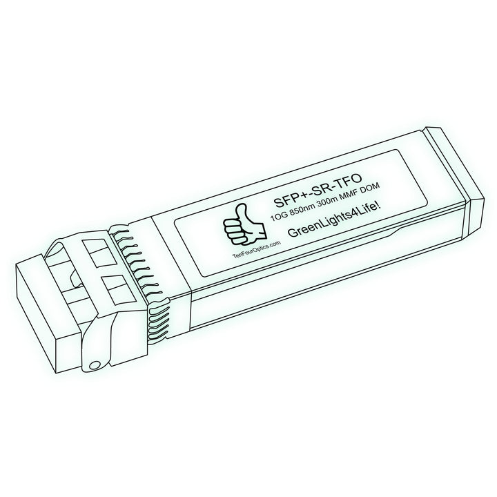 10G SFP+ SR optical transceiver line drawing — TenFourOptics