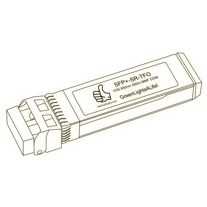 10G SFP+ SR optical transceiver line drawing — TenFourOptics