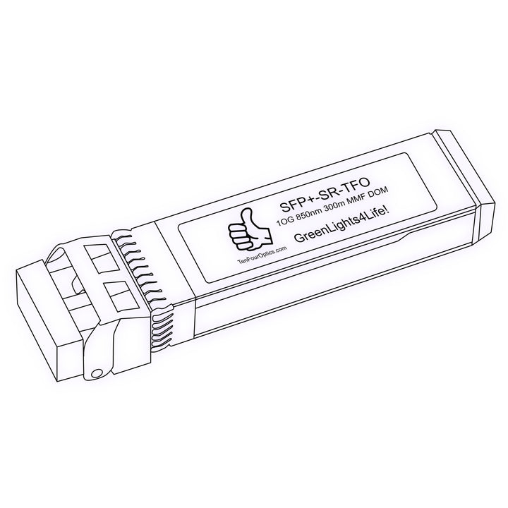 10G SFP+ SR optical transceiver line drawing — TenFourOptics