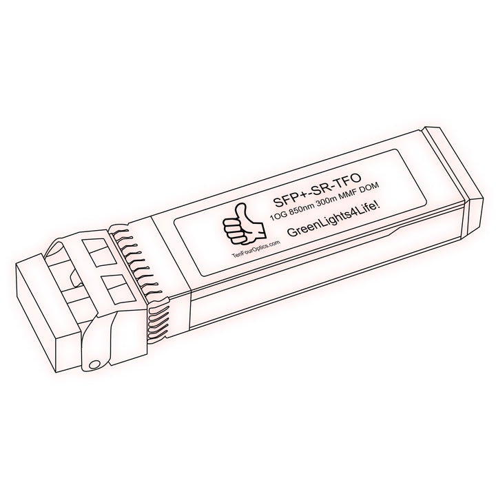 10G SFP+ SR optical transceiver line drawing — TenFourOptics