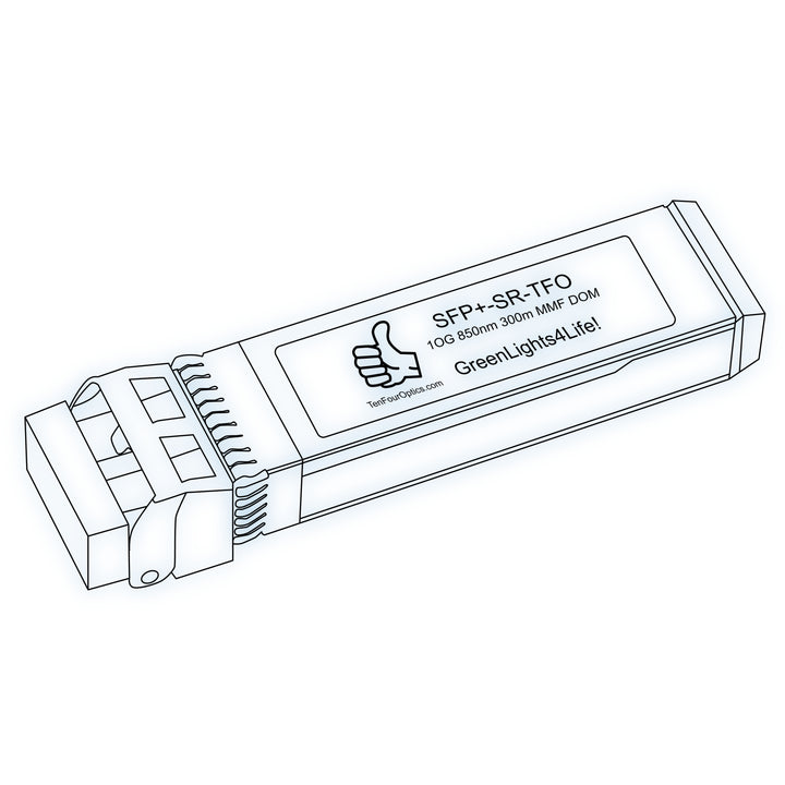 10G SFP+ SR optical transceiver line drawing — TenFourOptics