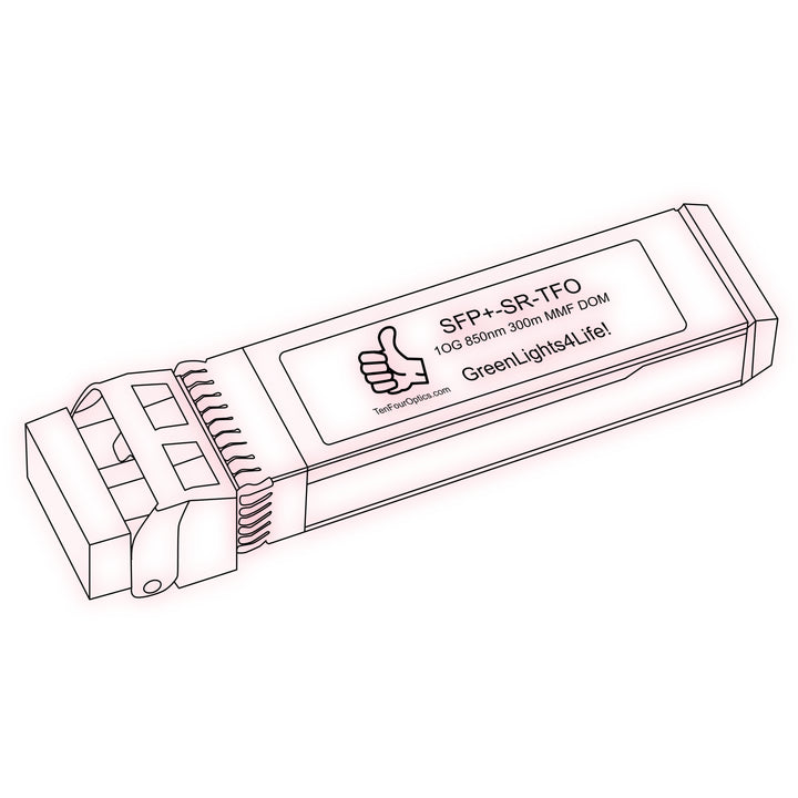 10G SFP+ SR optical transceiver line drawing — TenFourOptics