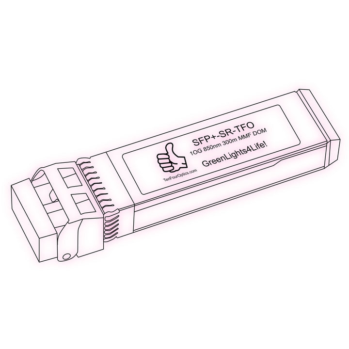 10G SFP+ SR optical transceiver line drawing — TenFourOptics