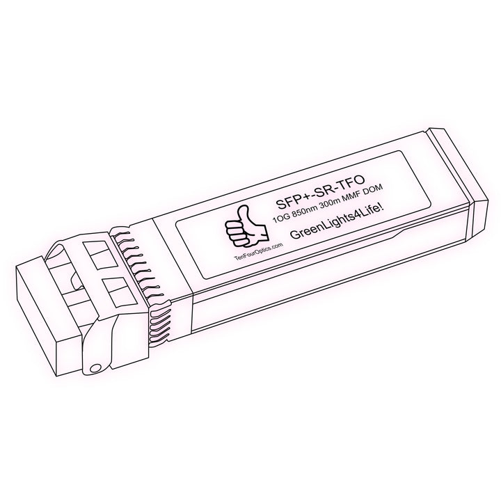 10G SFP+ SR optical transceiver line drawing — TenFourOptics