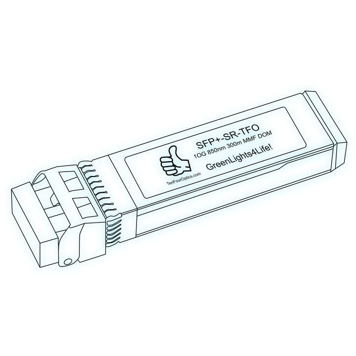 10G SFP+ SR optical transceiver line drawing — TenFourOptics