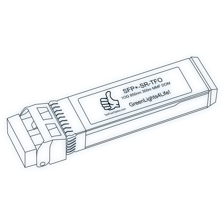 10G SFP+ SR optical transceiver line drawing — TenFourOptics