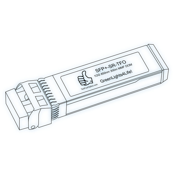 10G SFP+ SR optical transceiver line drawing — TenFourOptics