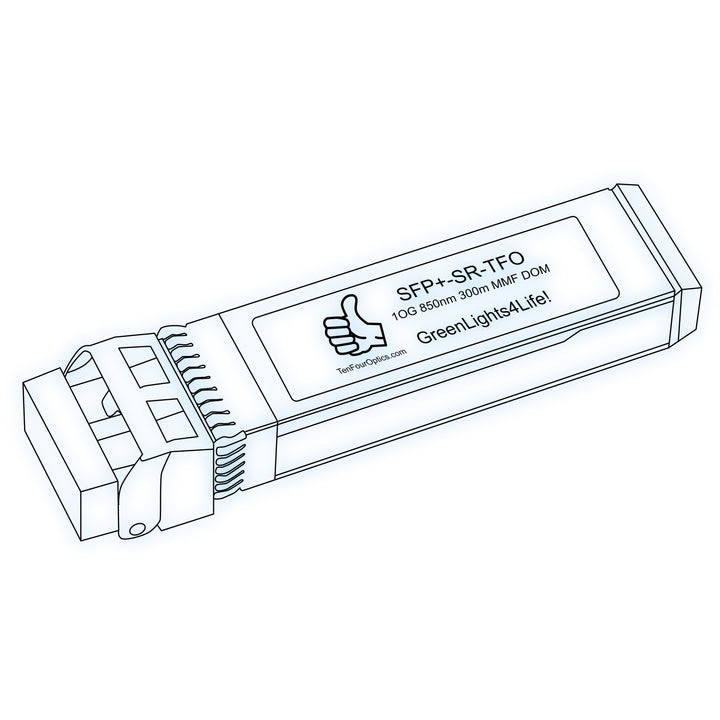 10G SFP+ SR optical transceiver line drawing — TenFourOptics