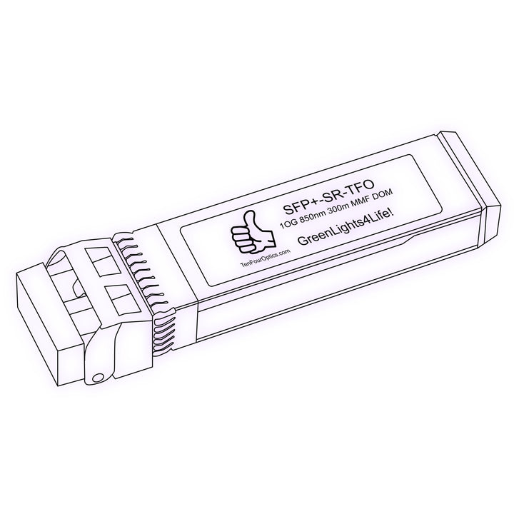 10G SFP+ SR optical transceiver line drawing — TenFourOptics