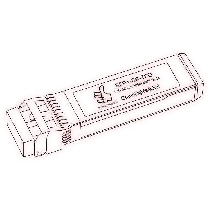 10G SFP+ SR optical transceiver line drawing — TenFourOptics
