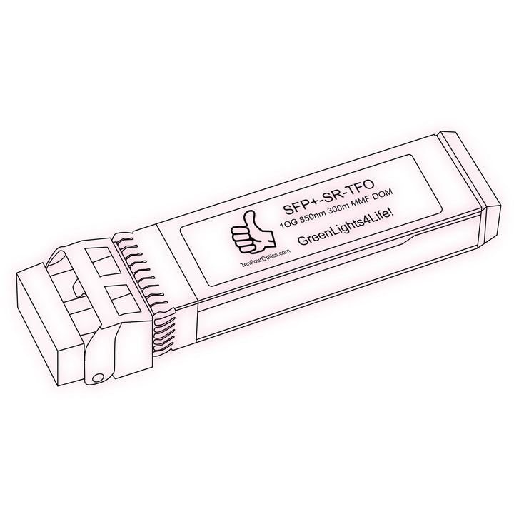 10G SFP+ SR optical transceiver line drawing — TenFourOptics