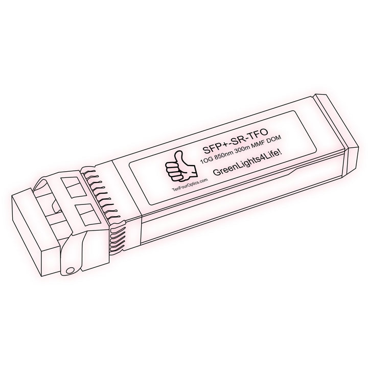 10G SFP+ SR optical transceiver line drawing — TenFourOptics