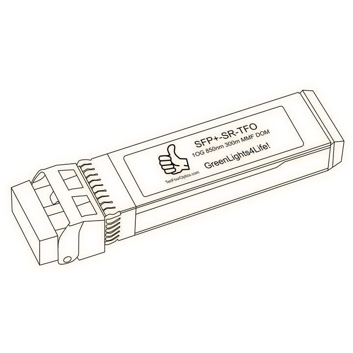 10G SFP+ SR optical transceiver line drawing — TenFourOptics