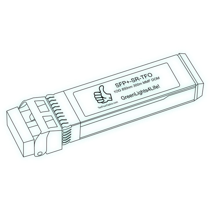 10G SFP+ SR optical transceiver line drawing — TenFourOptics