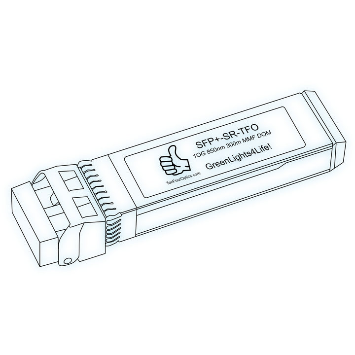10G SFP+ SR optical transceiver line drawing — TenFourOptics