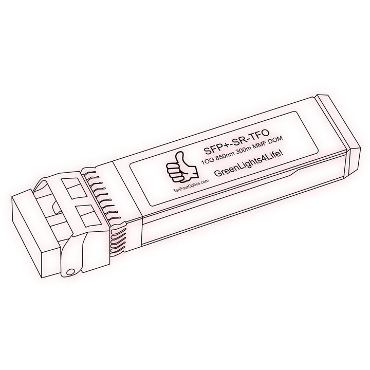 10G SFP+ SR optical transceiver line drawing — TenFourOptics