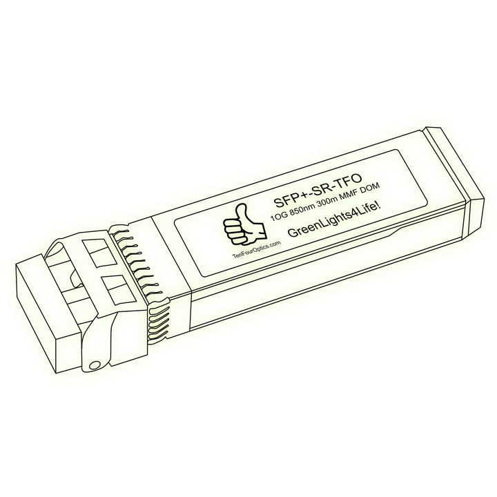 10G SFP+ SR optical transceiver line drawing — TenFourOptics