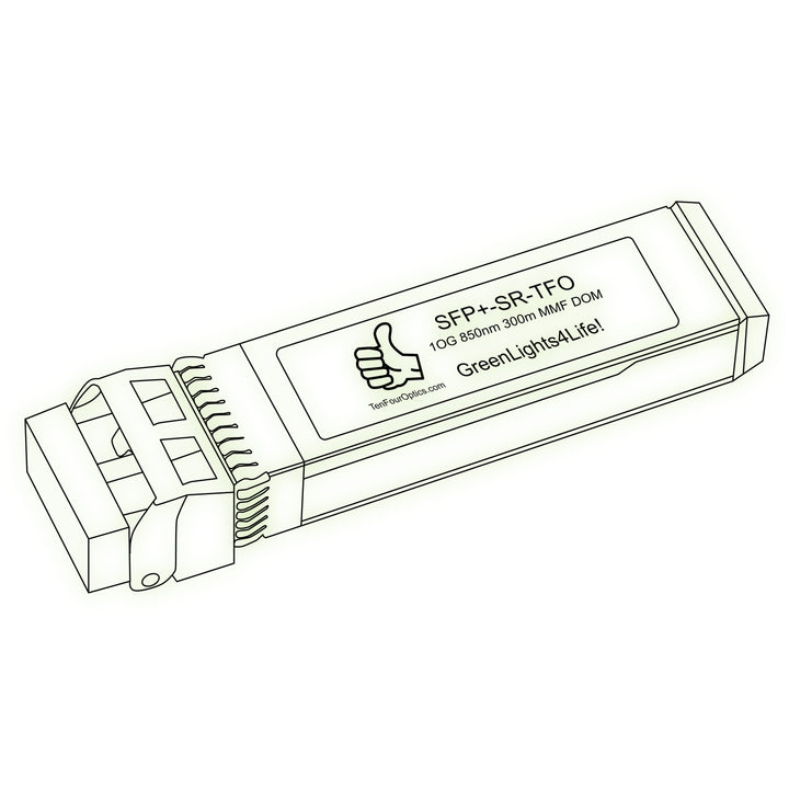 10G SFP+ SR optical transceiver line drawing — TenFourOptics