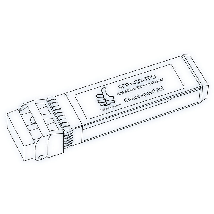 10G SFP+ SR optical transceiver line drawing — TenFourOptics