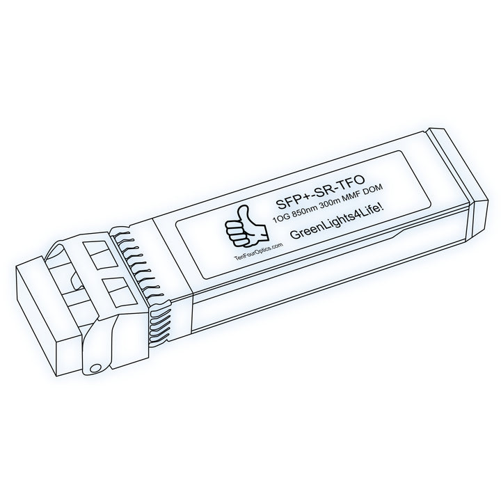 10G SFP+ SR optical transceiver line drawing — TenFourOptics