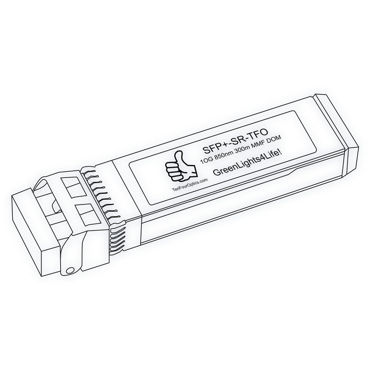 10G SFP+ SR optical transceiver line drawing — TenFourOptics