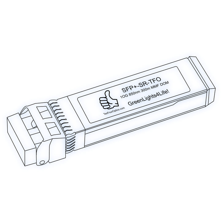 10G SFP+ SR optical transceiver line drawing — TenFourOptics