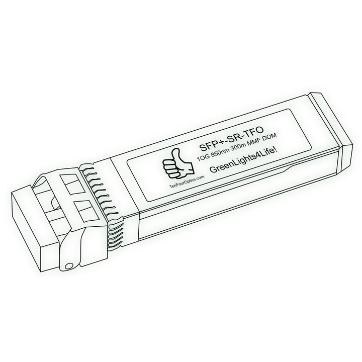 10G SFP+ SR optical transceiver line drawing — TenFourOptics