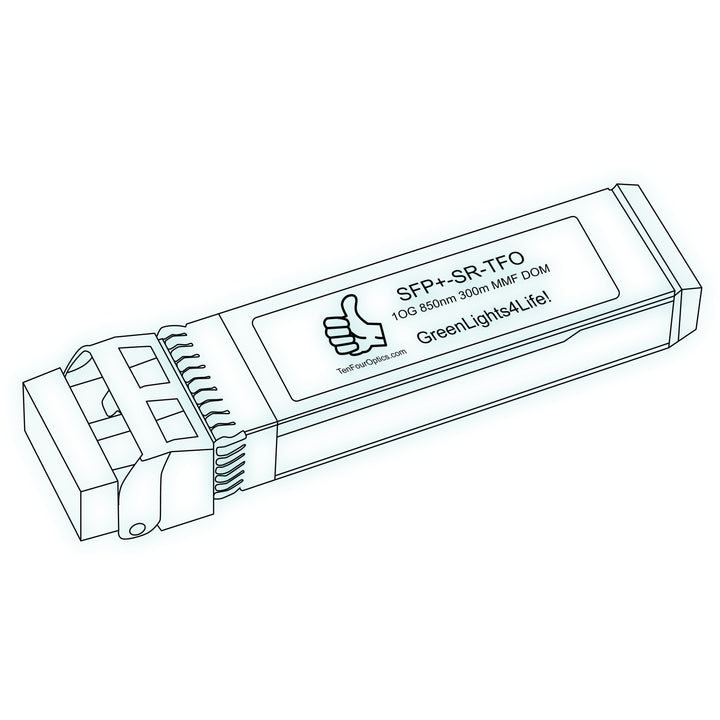 10G SFP+ SR optical transceiver line drawing — TenFourOptics