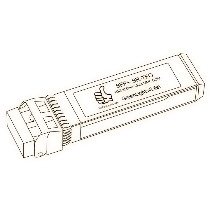 10G SFP+ SR optical transceiver line drawing — TenFourOptics
