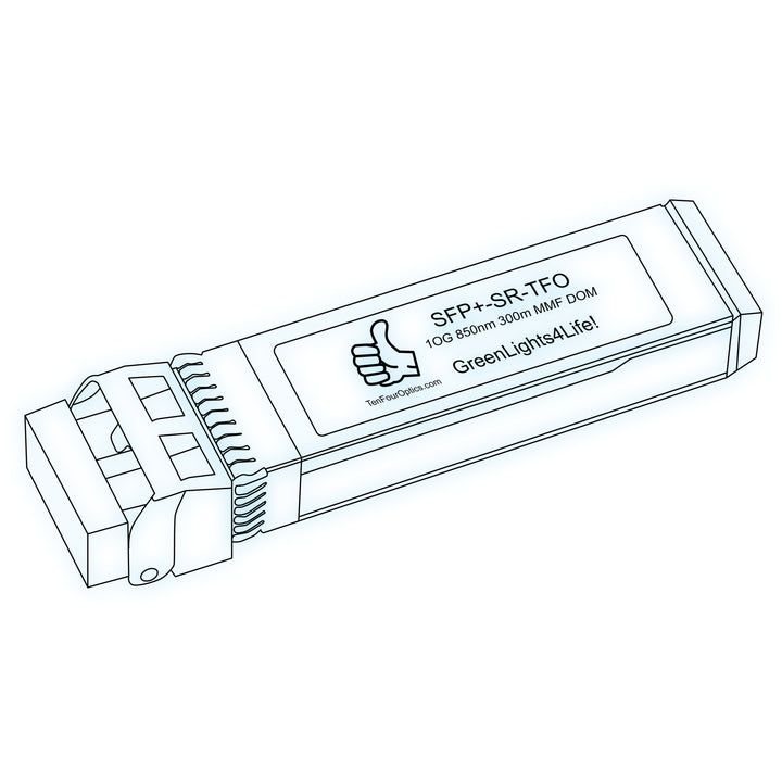 10G SFP+ SR optical transceiver line drawing — TenFourOptics