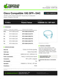 Cisco compatible 10G SFP+ DAC datasheet — TenFourOptics