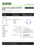 Extreme compatible 10G SFP+ DAC datasheet — TenFourOptics