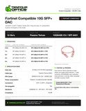 Fortinet compatible 10G SFP+ DAC datasheet — TenFourOptics