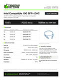 Intel compatible 10G SFP+ DAC datasheet — TenFourOptics