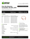 Palo Alto Networks compatible 10G SFP+ DAC datasheet — TenFourOptics