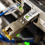 TenFour Optics GLC-T-TFO 1000Base-T copper SFP in a live customer install — photo @allgreenlightsllc