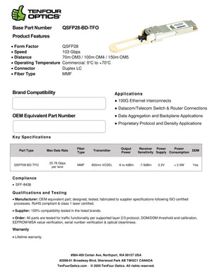 Juniper JNP-QSFP-100G-BXSR Compatible 100G QSFP28 BD 850nm 100m DOM Transceiver Module